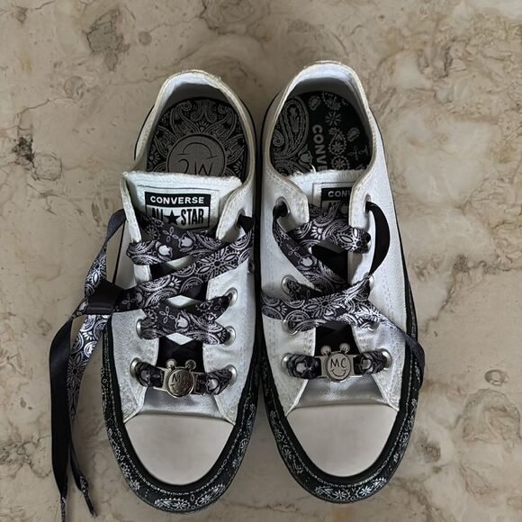 Rare Converse X Miley Cyrus Chuck Taylor All Star Sneakers Black & White Bandana - Picture 14 of 17